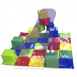 Tapete Multi Colorido Cubos 125x125 com 10 cubos coloridos
